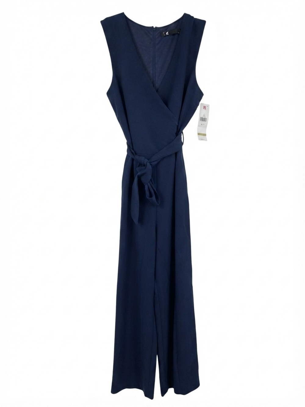 Leslie Fay Navy Sleeveless Wrap-Style Jumpsuit